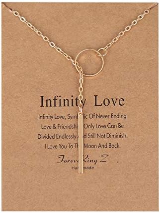 ForeveRing Z" Infinity Love" Lariat Open Circle Y Necklace Vertical Bar Looped Collarbone Chain Woman Jewelry