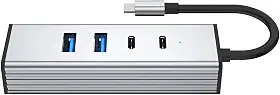 Hub Usb-c Com 2 Usb 3.2 E 2 Usb-c 3.2 Alta Velocidade Cinza