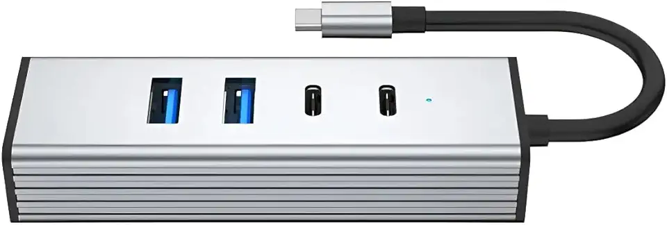 Hub Usb-c Com 2 Usb 3.2 E 2 Usb-c 3.2 Alta Velocidade Cinza