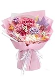 Preserved Flowers Roses Bouquet with Vases Real Pink Flowers for Delivery Prime, Forever Glitter Rose Bouquets Kit,Handmade Flowers Eternal Rosas,Gifts for Graduation Mom Women Birthday