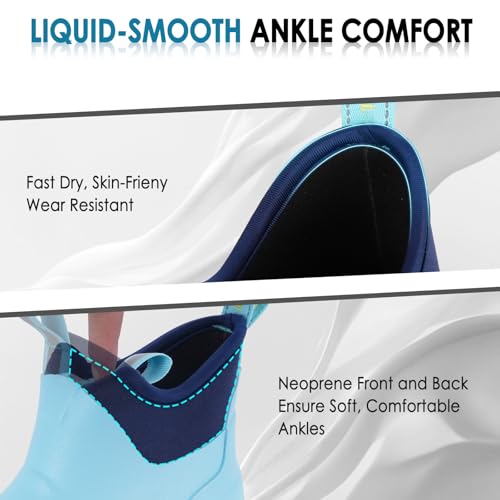 Image of Kalkal Women's Deck Boots, Waterproof Ankle Rain Boots Fishing Boots with High Traction, Women's Rubber Boots For Gardening Fishing Boating Camping