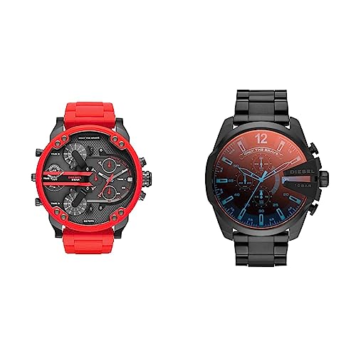 Diesel Montre pour Homme Mr. Daddy 2.0, Mouvement Chronographe & Montre pour Homme Mega Chief, Mouvement Chronographe, Boîtier en Acier Inoxydable Noir de 59...