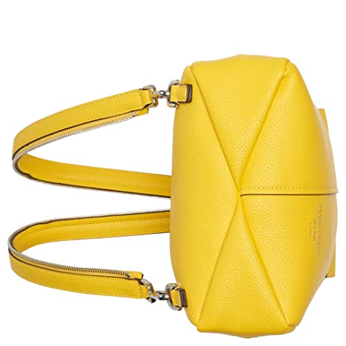 Image of Calvin Klein Women's Myra Backpack for Women - Vegan Leather Convertible Sling Backpack, 2 Pockets, Daffodil, One Size