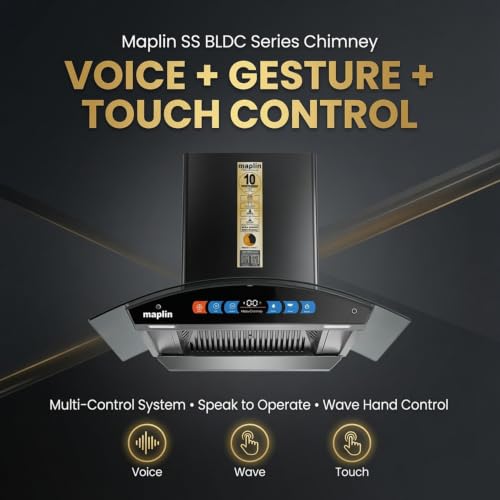 Image of Filterless Kitchen Chimney Model Regalia in 60 cm with BLDC Motor, DUCTLESS, Auto Clean Filterless, Voice Control (Black)
