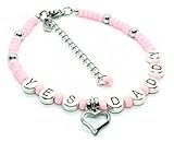 Yes Daddy Anklet with Heart Charm Baby Pink - BDSM Daddys Slave Girl Owned Submissive Daddy Kitten