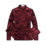 ZooBoo Traditional Dragon Pattern Chinese New Year Tang Suit Set Classic Festive Uniform WineRed