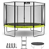Kangui   Trampoline PUNCHI ALOE + échelle + couverture de propreté et kit d'ancrage   Vert et noir   Ø300cm   360cm   430cm