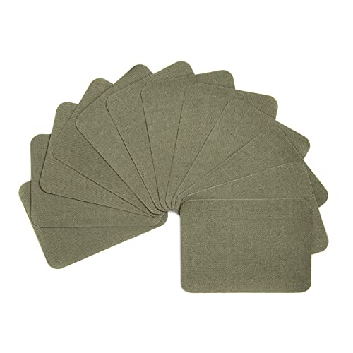 AXEN 12PCS Iron on Repair Patches, 100% Cotton Fabirc Mending Patches for Clothing, Pants, Dress, Shirts, Coats, Jeans and More, Amry Green