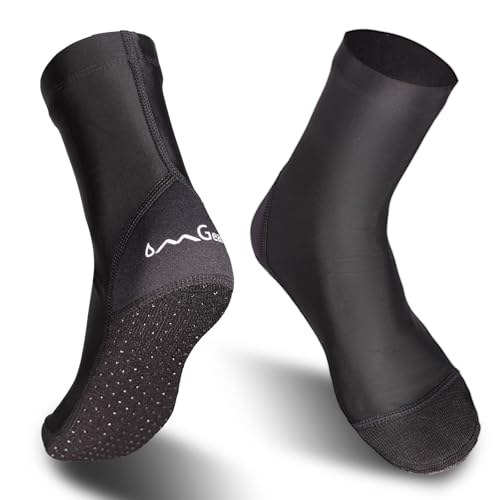 OMGear Water Socks Beach Volleyball Socks Sand Proof Booties Quick Dry Swim Hosiery Aqua Dive Footies for Sand Soccer Snorkeling Surfing Rafting Kayaking(High Cut/Black,S)