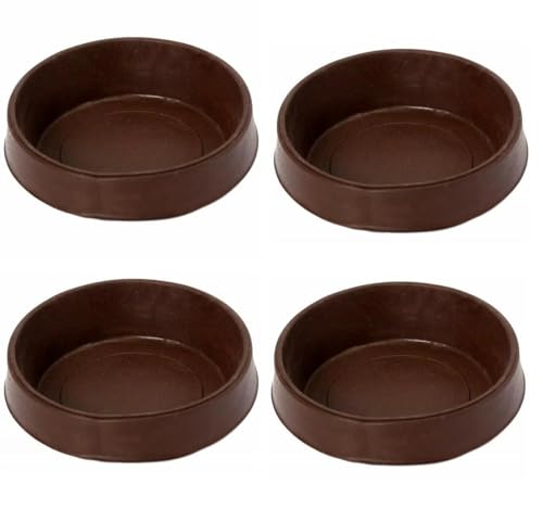 4 x fiXte Large Floor Cups Castor Furniture Chair Sofa Carpet Protectors Caster Brown 65mm