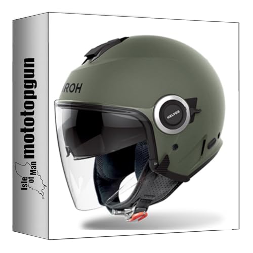 Casque jet Airoh Helyos vert militaire mat au design compact de taille L
