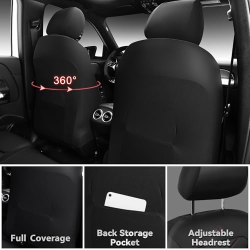 CAR PASS Luxury Nappa Leather Front Seat Covers, Water Resistant 3D Foam Seat Covers with Lumbar Support, Breathable Auto Seat Cover Airbag Compatible Universal Fit for Sedan SUV Van Truck, Black Red by CAR PASS - Used condition - Image 2