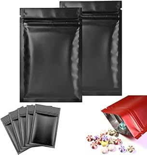 100 Pieces Resealable Smell Proof Bags Flat Ziplock Bags Mylar Food Storage Bags for Food Storage Party Supplies and More (3.15 x 4.7 inches, Black)