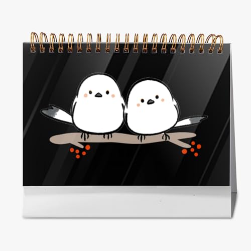 2026年 卓上カレンダー シマエナガ 鳥柄 月間カレンダー ページめくり 新日本カレンダー 実用性 文房具 360°書き込み 小型 デスクトップ おしゃれ 計画整理 プレゼント 2025年9月?2026年12月