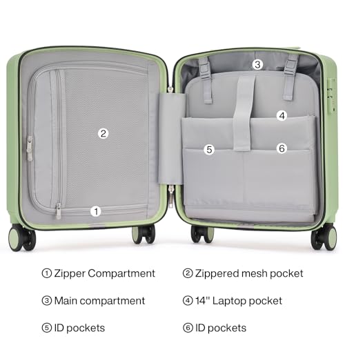 Image of Hanke 16 Inch Underseat Small Carry On Luggage, Hard Shell with TSA Lock