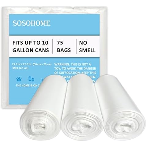 10 Gallon Trash Bags - 22 Micron Ultra Strong Clear Garbage Bags Trash Can Liners for Office Kitchen, 75 Count Cover