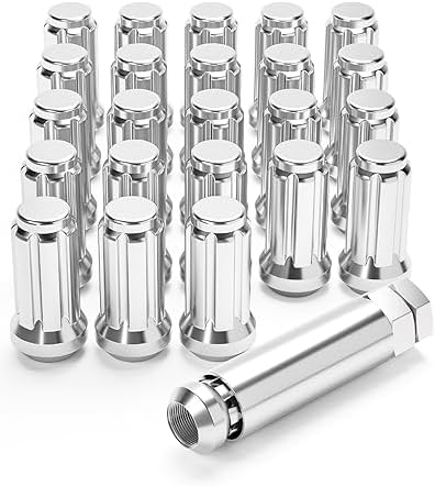 M14x1.5 Spline Lug Nuts with Cone Seat, Chrome Plated Wheel Lug Nuts Compatible with Chevrolet Silverado Suburban 1500 Ford Expedition F-150 Ram 1500& More, Set of 24