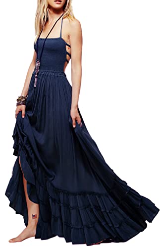 Image of R.Vivimos Womens Summer Boho Sexy Backless Long Dresses