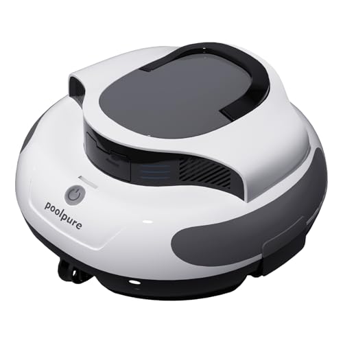 POOLPURE 2026 Poolroboter Akku: Kabelloser Poolsauger mit 100 Min. Laufzeit, Automatischer Poolreiniger für Flache Aufstellbecken bis 90m², IPX8, Dual-Motor & Abnehmbare Lenkrollen