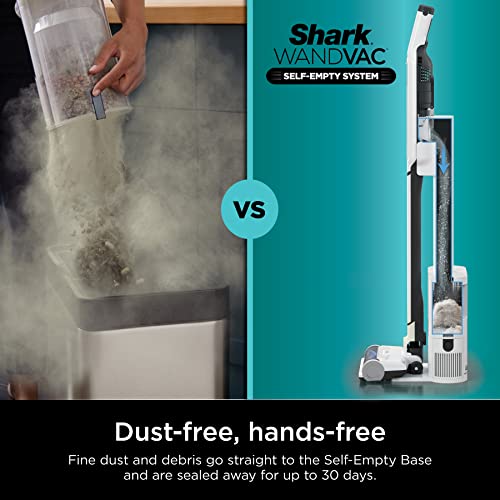 Shark Ws642Ae Wandvac System, Ultra-Lightweight Powerful Cordless Stick Vacuum With Hepa Empty Base, Anti-Allergen Complete Seal, Powerfins, Self-Cleaning Brushroll & Pet Tool, White #TOP4