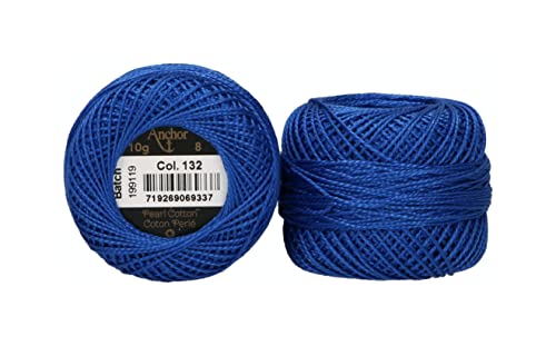 Anchor Filati da Ricamo, Cotone, Blu Reale, Stärke 8, 82m