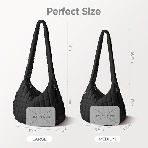 Image of Puffer Tote Bag for Women Large Quilted Crossbody Bag Quilted Carryall Bag Soft Puffy Hobo Handbags Puff Purse Shoulder Bag