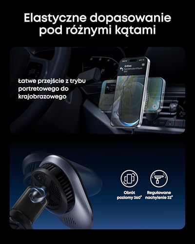 Anker Prime Magsafe Ładowarka samochodowa, bezprzewodowa ładowarka samochodowa z certyfikatem Qi2 25 W i aktywnym chłodzeniem TEC, mocne magnesy, uchwyt na kratkę wentylacyjną do iPhone'a 17-12