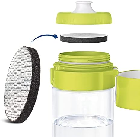 BRITA Water Filter Bottle, reduces chlorine and organic impurities, BPA free, Lime, 600 ml