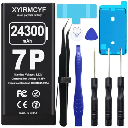 XYIRMCYF 24300mAh Super Capacity Battery Compatible with iPhone 7 Plus New 0 Cycle-Li-Polymer Replacement Battery for iPhone 7 Plus with Professional Repair Tool Kit