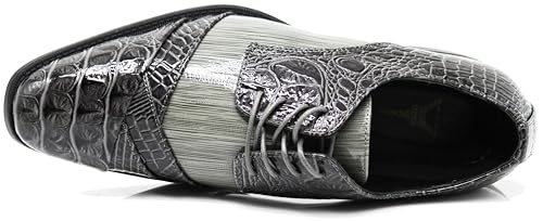 Image of STW Men's Alligator Crocodile Print Oxfords Fashion Lace Up Dress Shoes