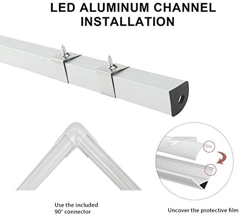 SENXINGYAN LED Aluminum Profile V-Shape 14x1m, Led Channel with Cover, Led Aluminum Channel and Diffuser for Led Strip Lights with Milky White Cover, End Caps and Metal Mounting Clips 14-Pack