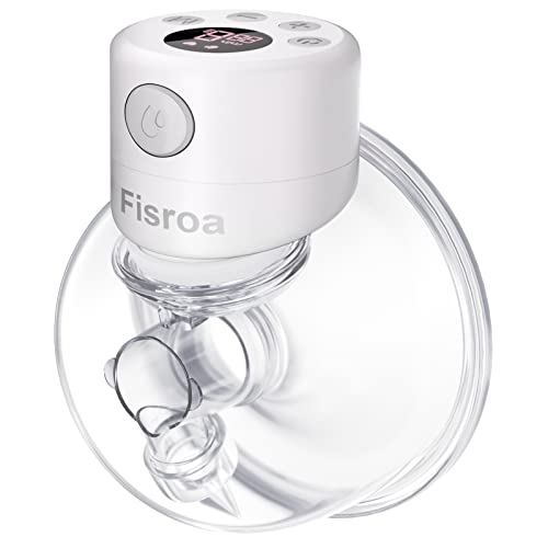 Wearable Breast Pump, Fisroa Double Hands Free Breast Pump with 2 Modes & 9 Levels Low Noise Wireless Electric Breast Pump with LCD Display and Memory Function (21/24mm(1 Count))