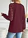 LILLUSORY Dressy Casual Blouses for Women Long Sleeve Shirts Fall Fashion 2025 Winter Ladies Lace Henley Tops Business Outfits Trendy Cute Work Clothes Teacher Western Clothing Burgundy