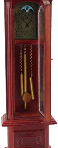 Meirucorp Miniature 1/12 Scale Dollhouse Decoration Red Lovely Grandfather Clock