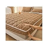Spannbettlaken aus weichem Samt, extra tief geschnitten, Queen-Size – Dicke, warme Wintermatratzenauflage, elastische Tagesdecke für Twin XL (119 x 201 cm) – Gemütliche Kaffeefarbe