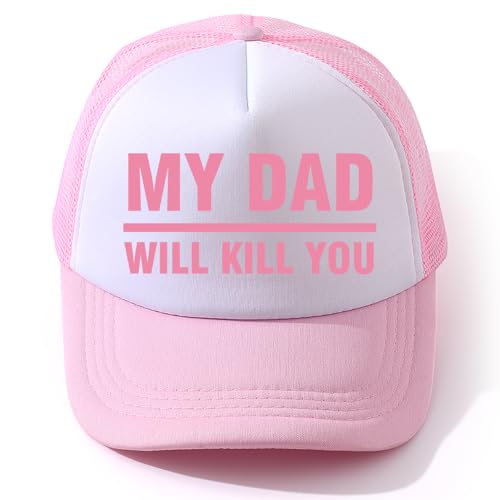 My dads Will Kills You Funny Hat for Womens Fashion Washed Distressed Baseball Light Grey