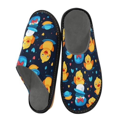 Heart Duck Fuzzy Slippers Soft Home Bedroom Slippers for Women Men House Shoes2