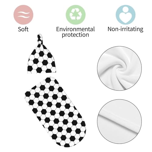 Image of Personality 3D Print Soccer Newborn Swaddling Blanket Beanie Hat Funny Blanket Sleeping Bag New Born Sleep Sacks for Boys Girls