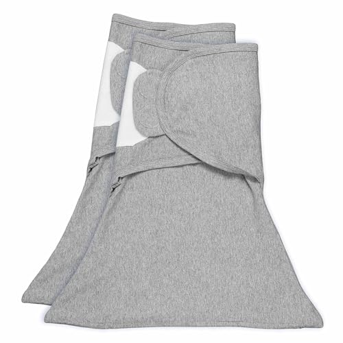 Image of SleepingBaby Zippy Swaddle - 100% Cotton Newborn Swaddle Transition Wearable Blanket with Bottom Zipper - Secure, Breathable for Safer Sleep - Heather Grey - Medium /Large (12-18 lbs) 2 Pack