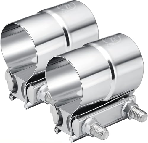 EVIL ENERGY 2.0'' Exhaust Clamp, Lap Joint Band Clamp Stainless Steel for Pipes, Mufflers, Catalytic Converters (2PCS, 2.0 inch)