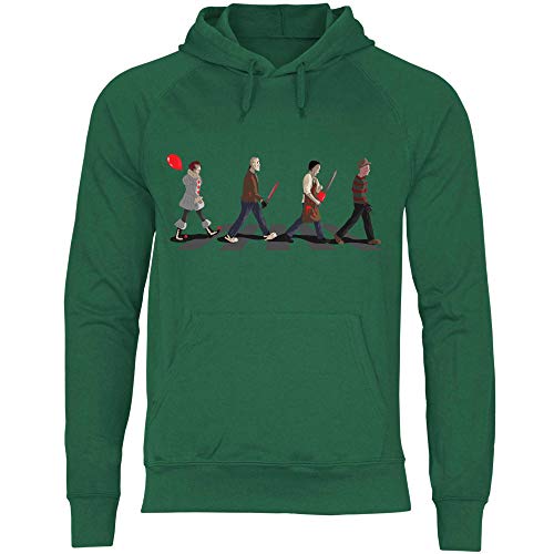 wowshirt Sudadera con Capucha Horror de Halloween del Payaso Jason Viernes 13 de Scary el Paso de peatones para Hombre, Tamaño:XL, Color:Bottle Green