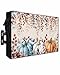 DOME-SPACE Thanskgiving Pumpkin Outdoor TV Cover for 60-65 Inch Outside Flat Screen,Fall Retro Eucalyptus Leaf 600D Thick Waterproof Weatherproof Outdoor TV Screen Protector with Zipper