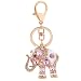Reizteko Lucky Elephant Colorful Opal Rhinestone Plating Women Car/Bag Keychain Purse Charm - Pink