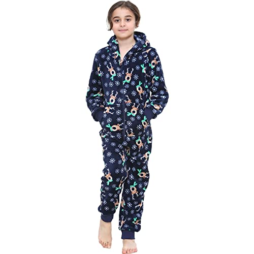 Cadeaux pour garçons : grenouillère de Noël Rodolphe bleu marine, le pyjama festif idéal