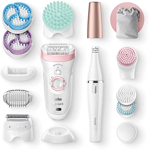 Braun Silk-épil 9 Beauty-Set, Epilierer Damen / Haarentferner, FaceSpa Gesichtshaarentferner, Aufsätze für Rasierer, Peeling, Reinigung Gesicht/Körper, Tasche, 9-995, weiß/flamingo - Image 6