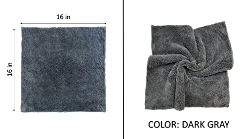 Microfiber Cloth Towel 2-Pack 16Inx16In 500Gsm Double Sided Ultra-Absorbent Edgeless (Yellow/Dark Gray) #TOP3