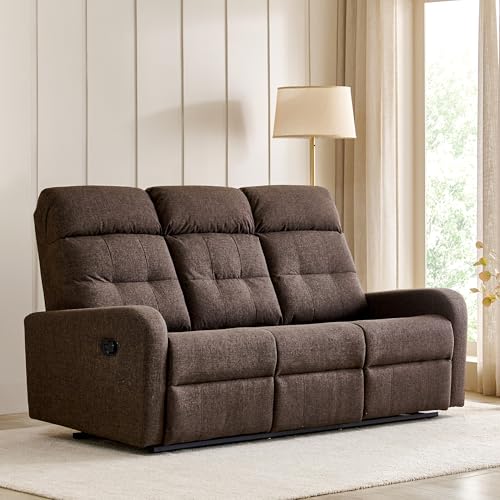 Image of Home Centre | Helios Toledo Fabric 3-Seater Recliner | Recliner Sofa for Living Room | Solid Wood | Brown | 1 Year Warranty