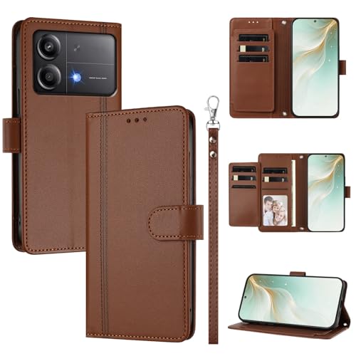 �X�}�z�P�[�X �Ή��@�� for Xiaomi Poco X6 Neo 5G,�Ή��@�� for Redmi Note 13R Pro 5G �X�}�z�P�[�X�y�E�H���b�g�f�U�C�� �f���A���J�[�h�X���b�g �L���b�V�� �t���b�v���X�^���h �����h�~�zBrown