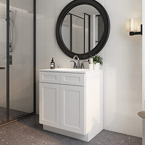 Lovmor Sw-Vs30 30" Inch Base Cabinet, Single-Sink Bathroom Vanity Soft Closing Doors & Adjustable Shelves, 21" D30 W34-1/2 H, White #TOP6