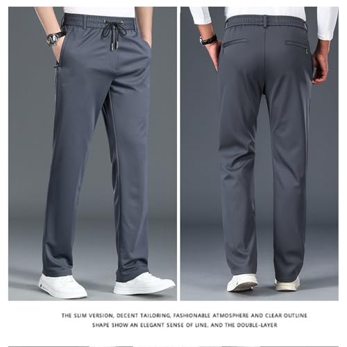 Ice Silk Mesh Panel Casual Pants for Men Cooling Quick Dry Elastic Waist Breathable Loose Fit Trousers2